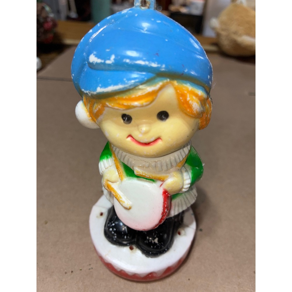 Vintage Little Drummer Boy Blow Mold Christmas Ornament Retro Holiday Decor